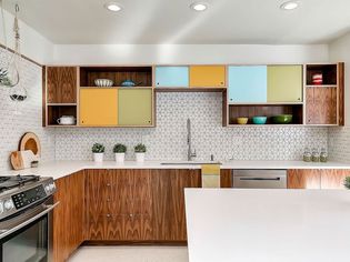 simple mcm tile in kitchen