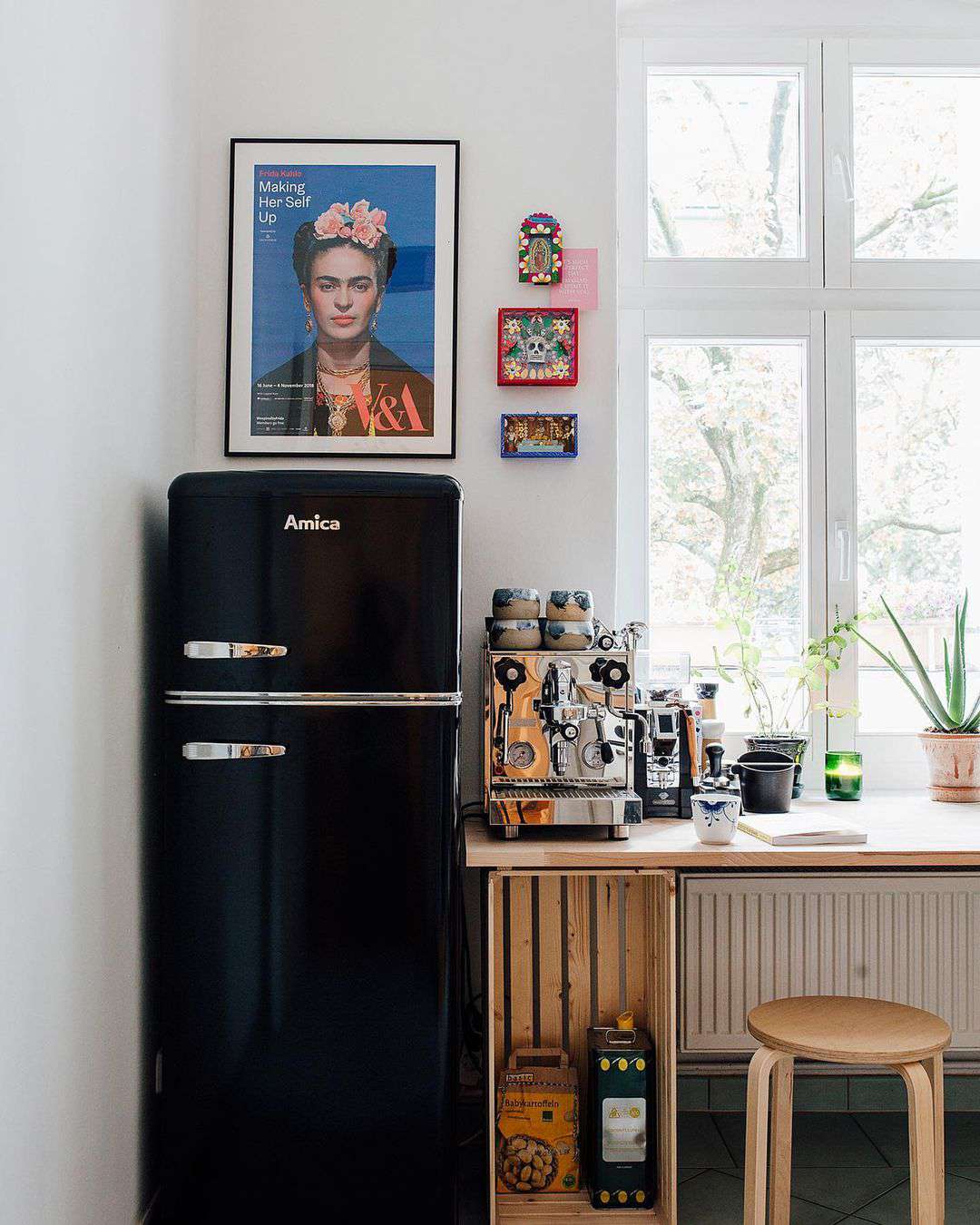 black retro fridge