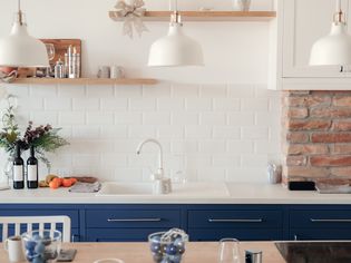 Beautiful Modern blue and white kitchen interior design house architecture