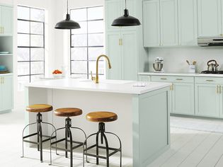 a kitchen features behr's 2022 color of the year