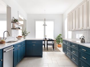 blue-green kitchen