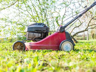 Close-Up Of Lawn Mower On Field