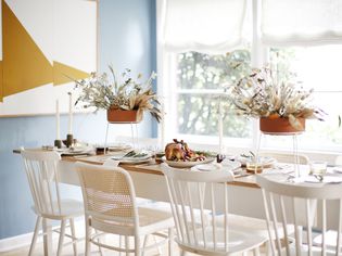 Organic modern farmhouse Thanksgiving table.