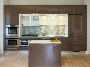 Counter and island in modern kitchen