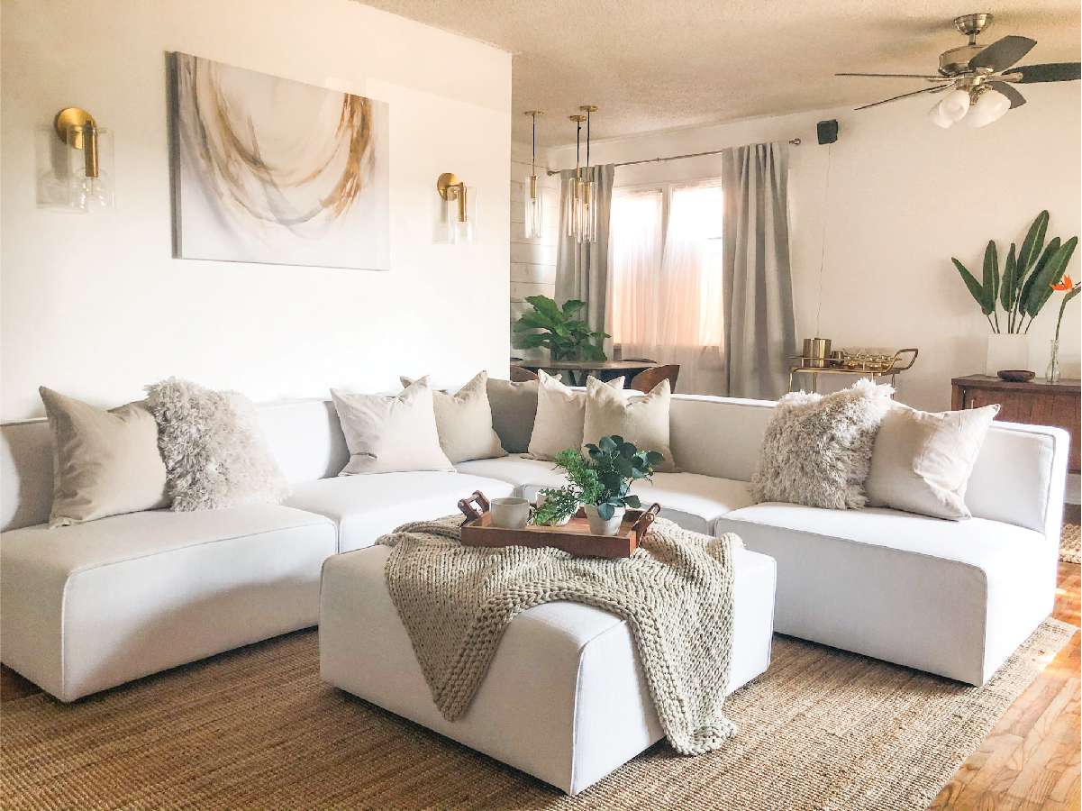 modern living room with large couch