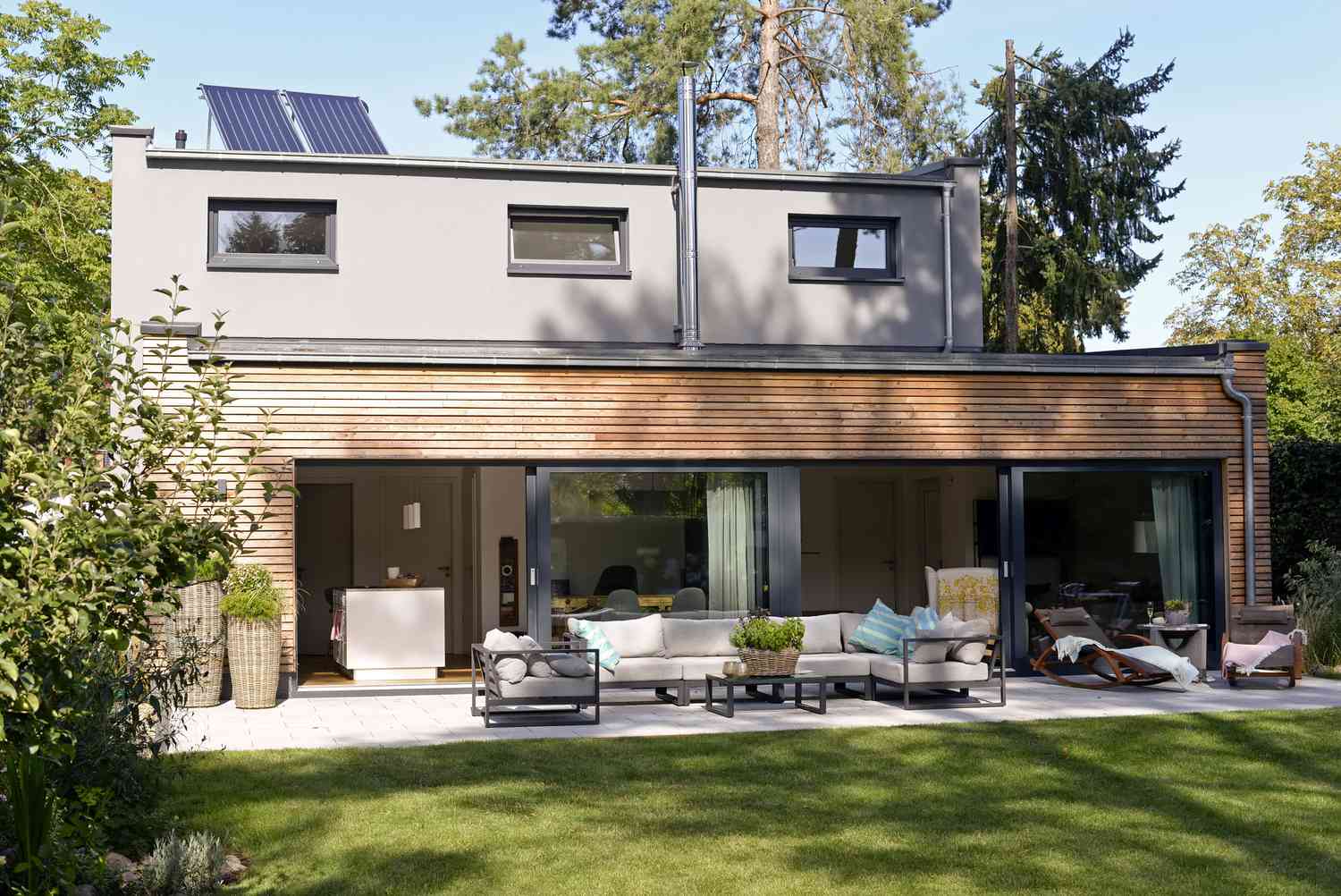 home with solar panels on roof