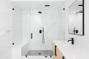 Walk-in shower in a modern bathroom