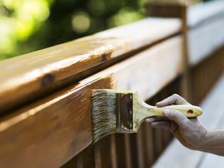 Staining a wooden bench