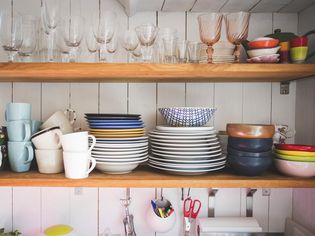 kitchen shelf dishes