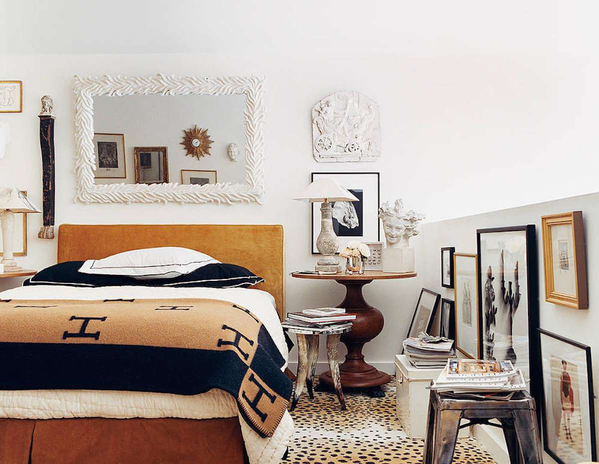 traditional bedroom with eclectic decor