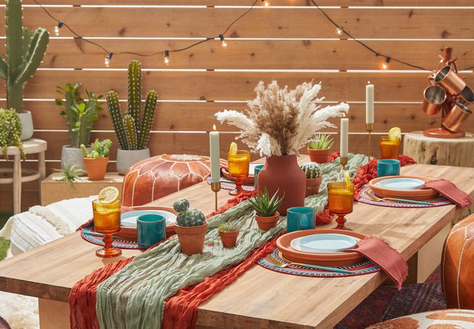 Backyard outdoor party with a Southwestern theme