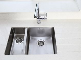 Undermount Stainless Steel Kitchen Sink and Tile Counter