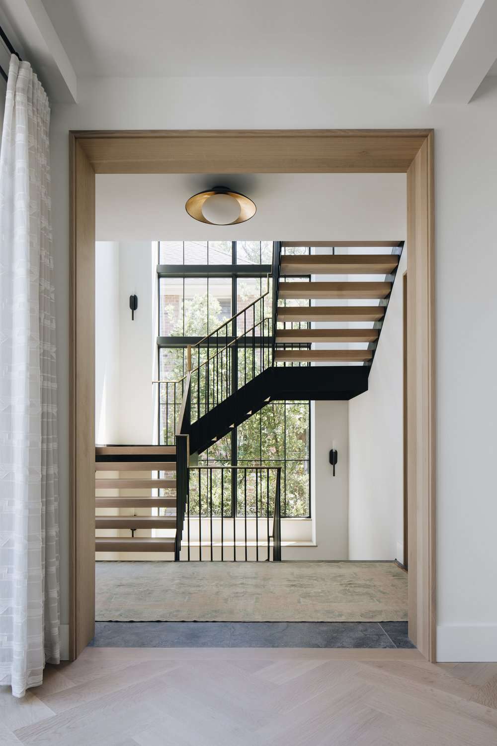 wood and metal staircase