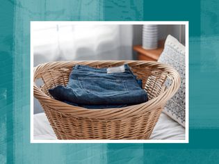 a basket of folded laundry