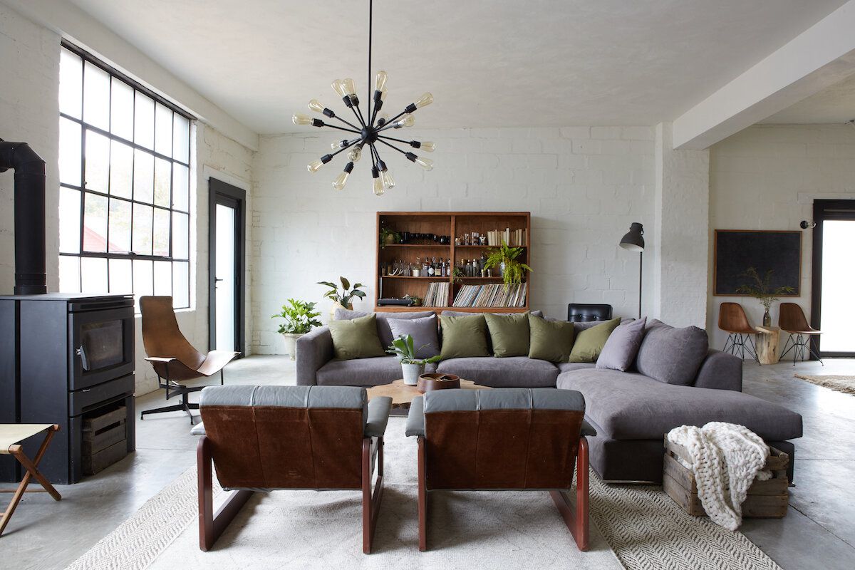 modern living room with industrial accents
