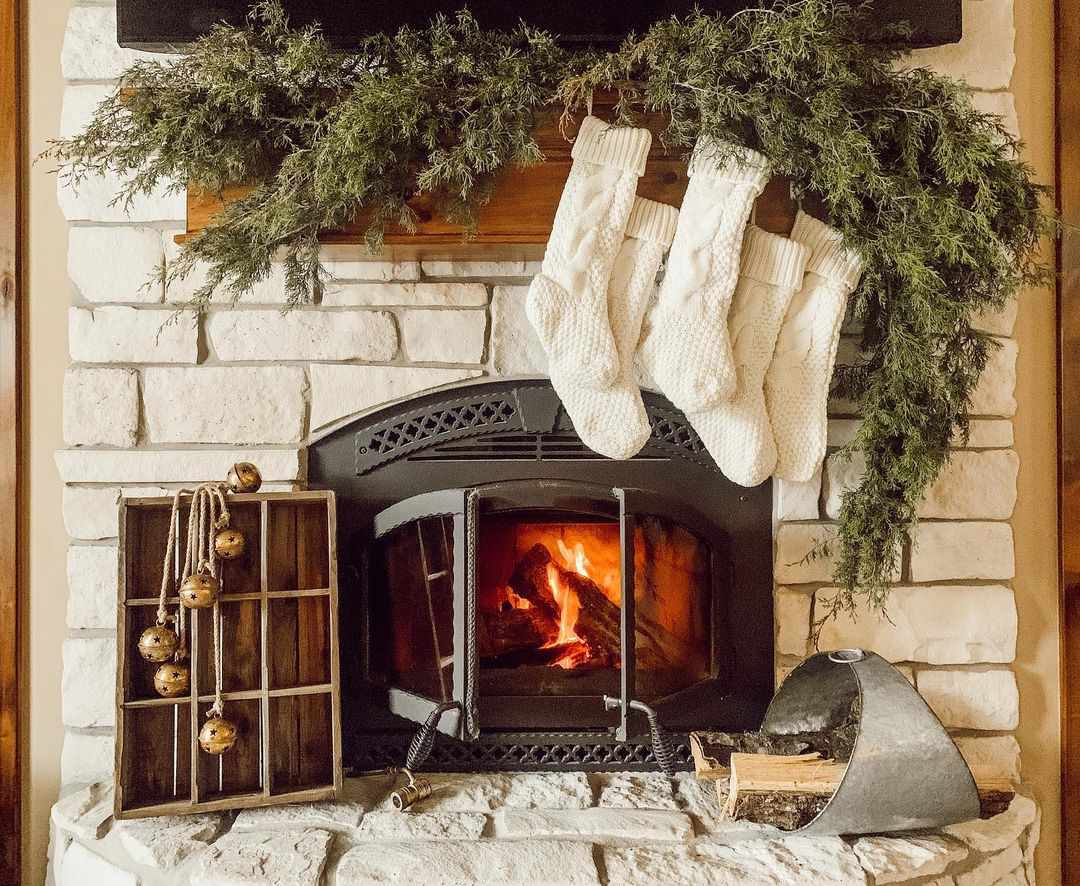 Fireplace with white stockings