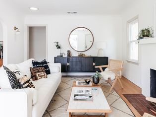 Living room with rustic and mid-century modern decor