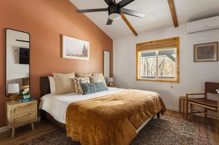 Earth tones used to decorate a bedroom
