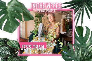Jess Tran poses with some of her plants for In the Weeds With Plant People