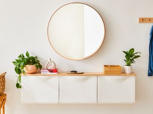 Using 3 IKEA Trones cabinets as a floating entryway console