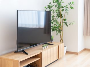 TV on console in living room