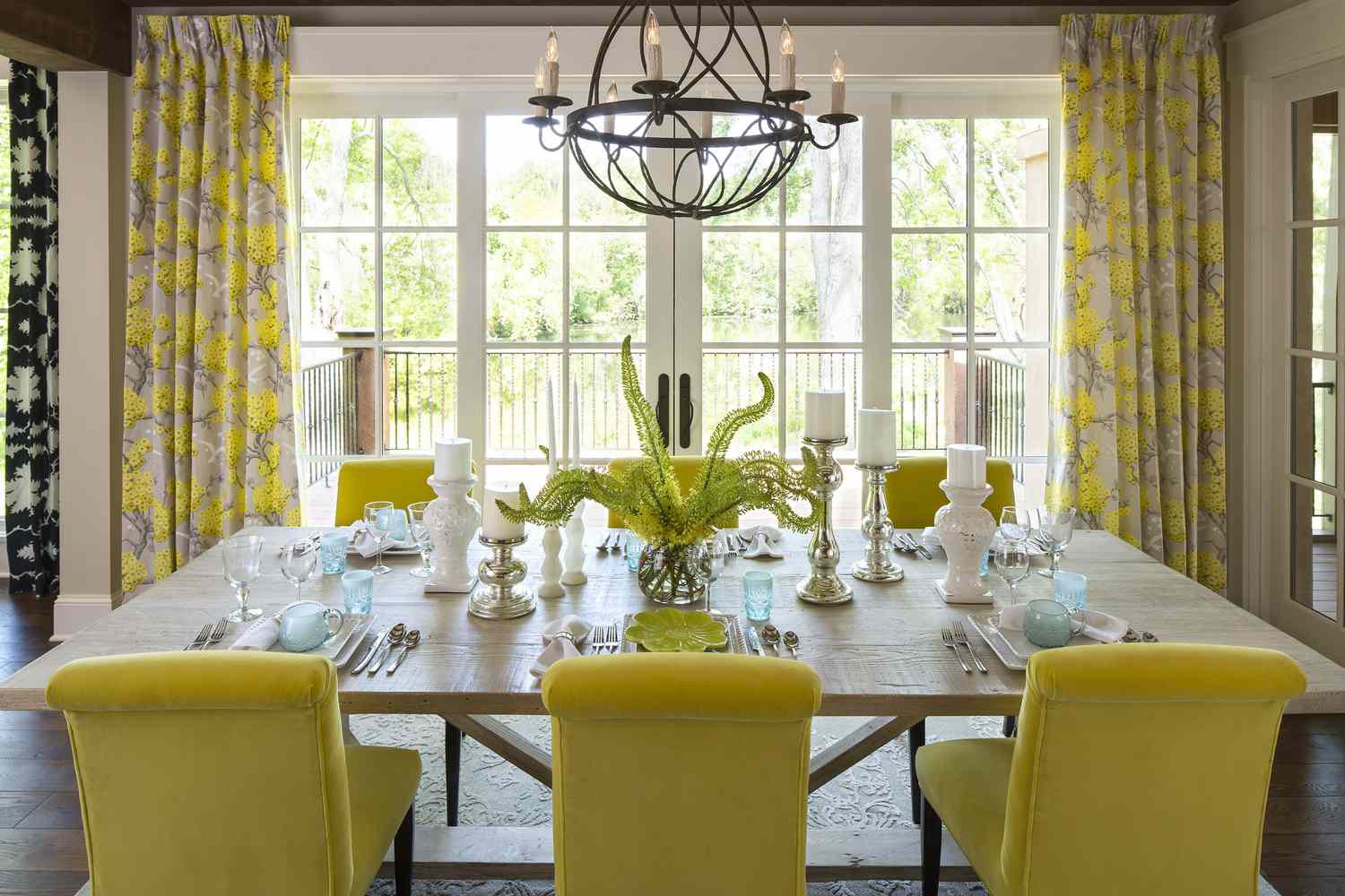 yellow traditional dining room