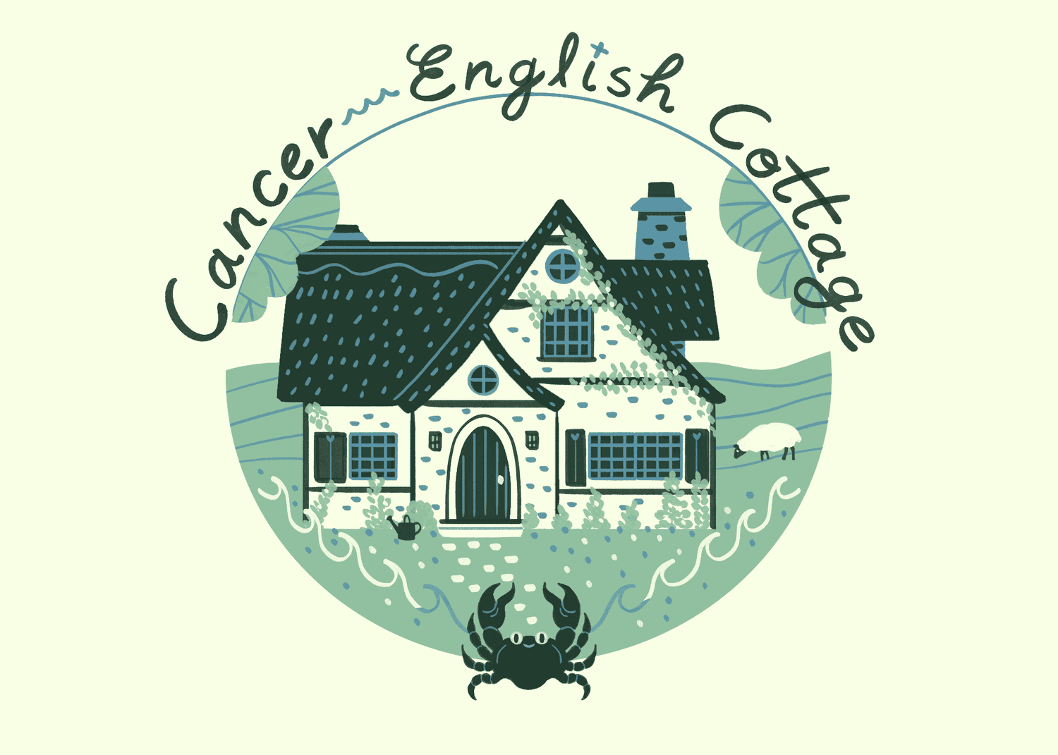 An illustration of an English cottage for a cancer