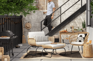 Stylish outdoor space with Target furniture and decor.