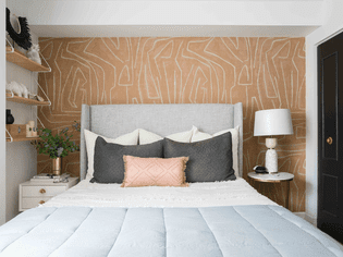 Two-tone peach bedroom