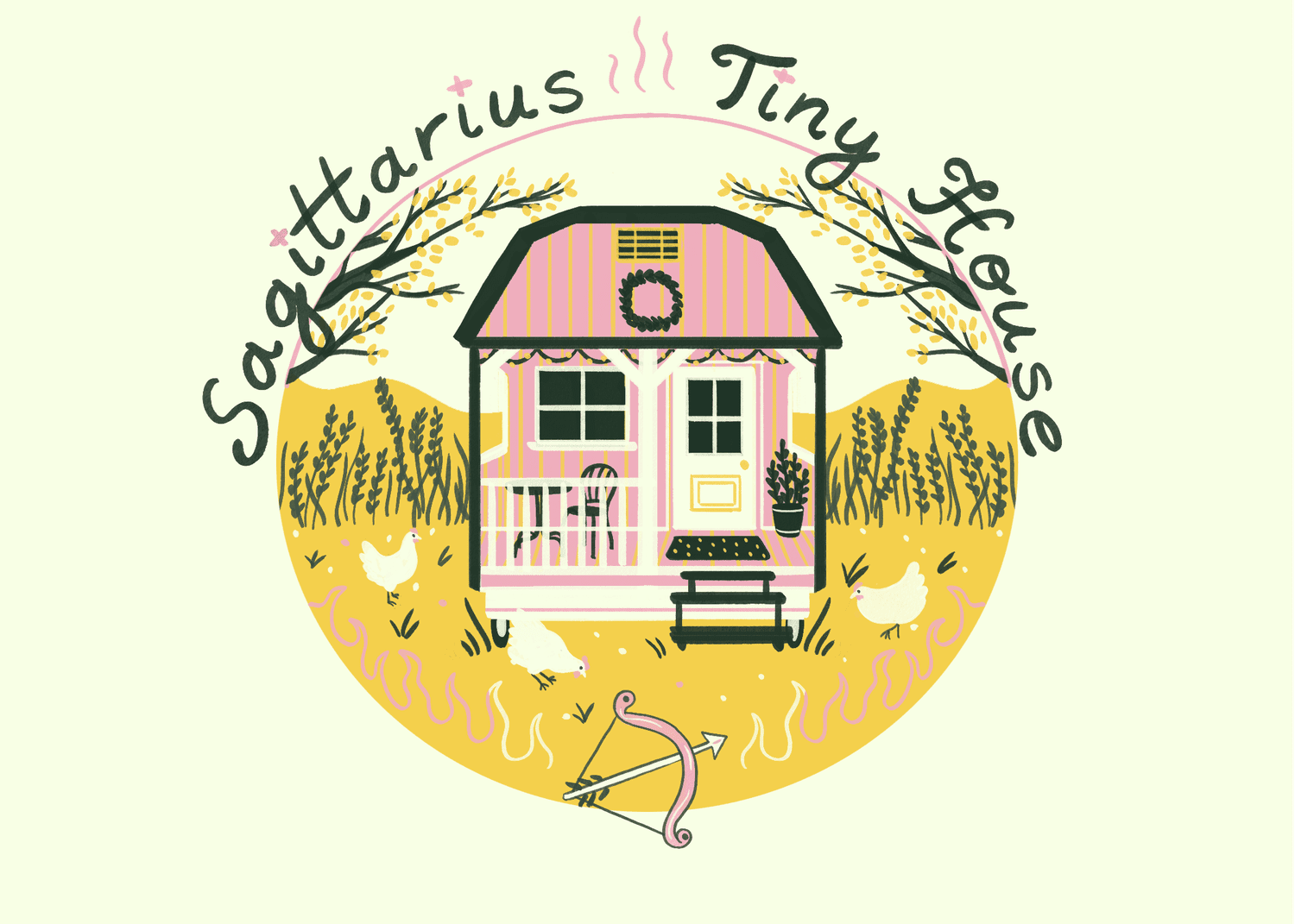 An illustration of a tiny home for a Sagittarius