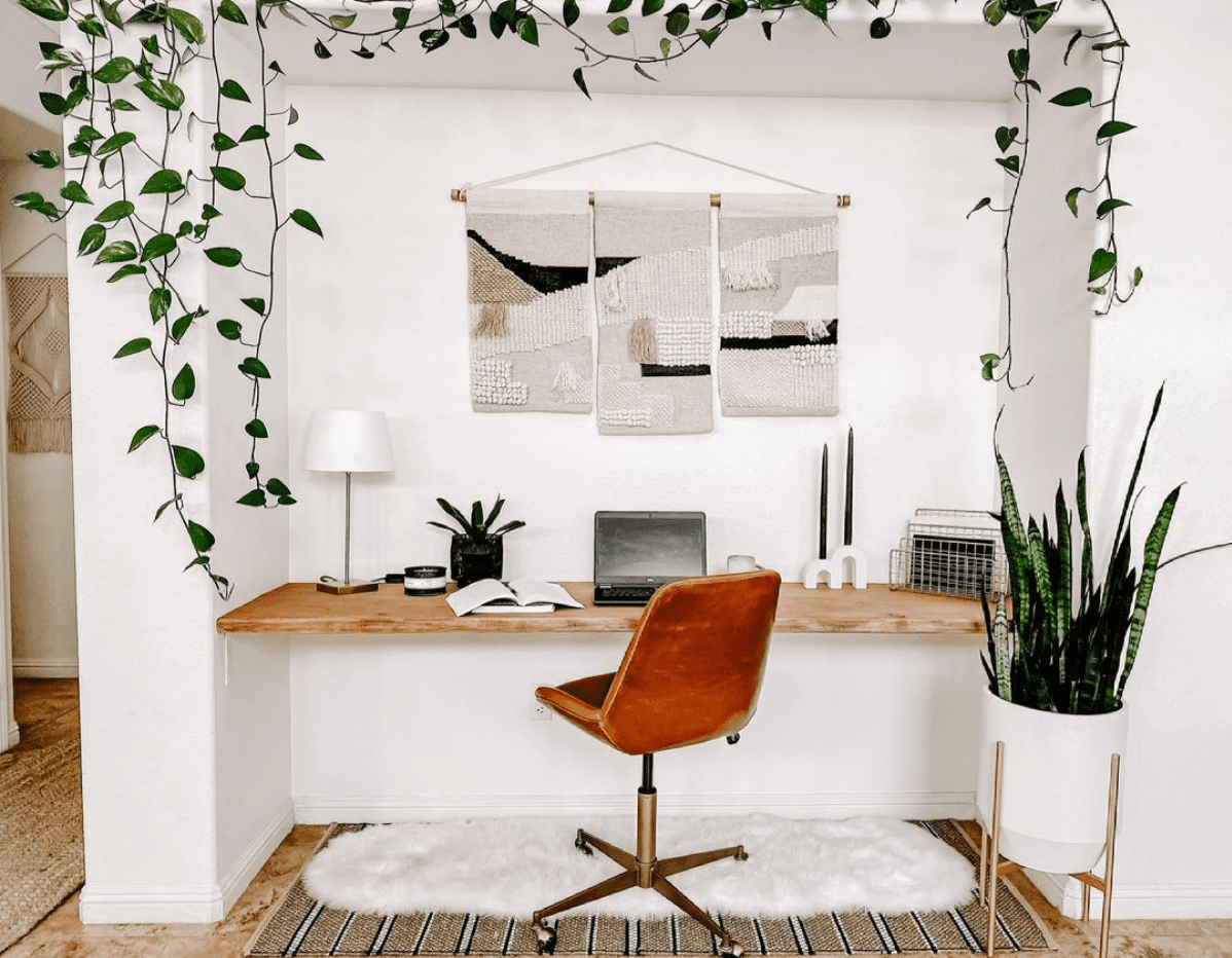 Layered rugs in an office